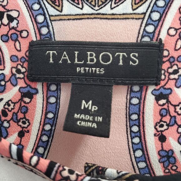 Talbots Petite Paisley Scroll Print Multicolor Long Slv Button-Up Shirt Size MP - Picture 3 of 5